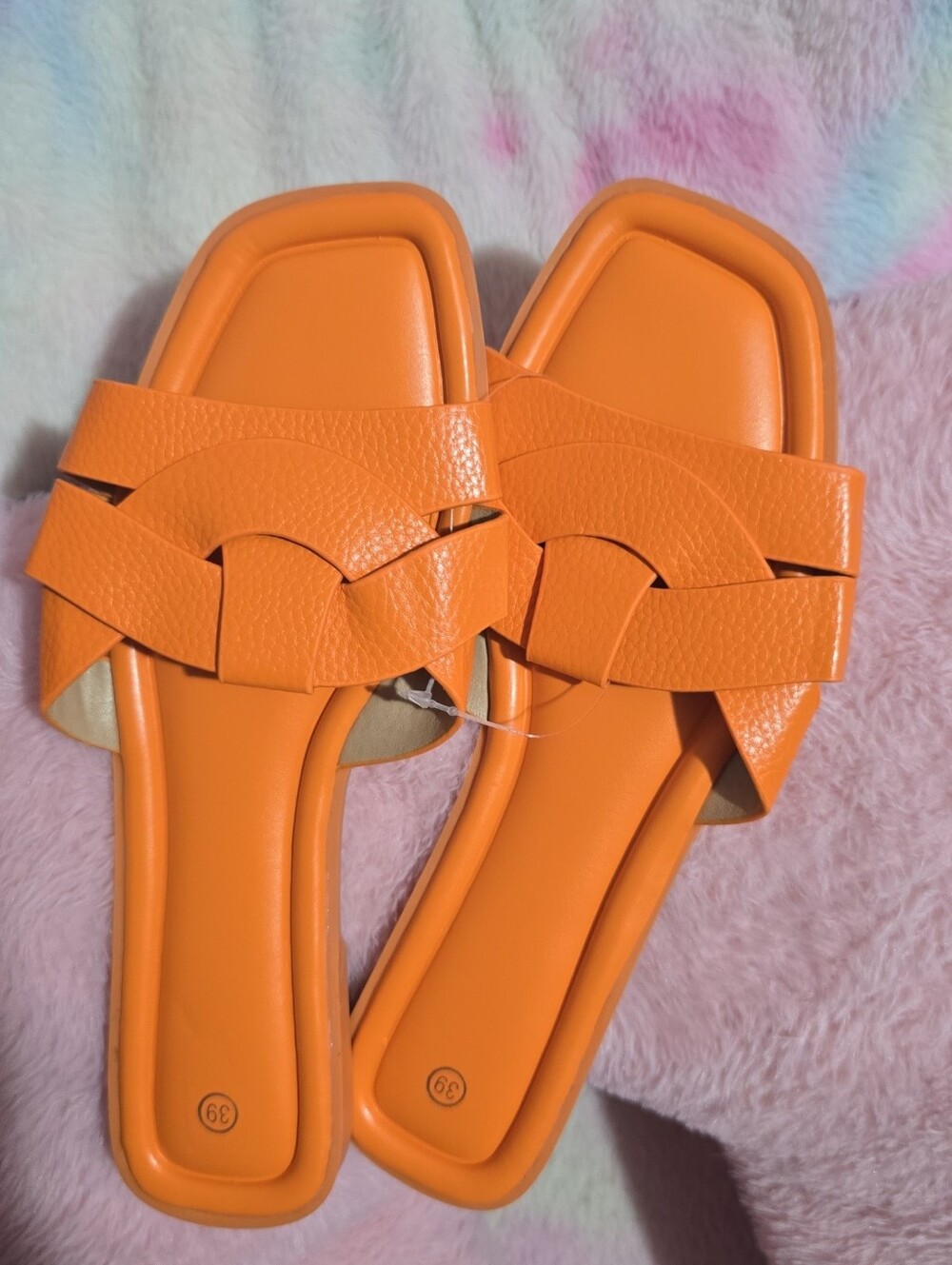 Women’s Orange Woven Slide Sandals